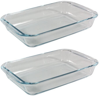 Pyrex 2x Stuks Rechthoekige Glazen Ovenschalen 1,6 Liter 29 X 17,5 X 5 Cm - Ovenschalen