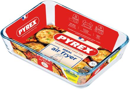 Pyrex Airfryer rechthoekige schaal 0,8L transparant
