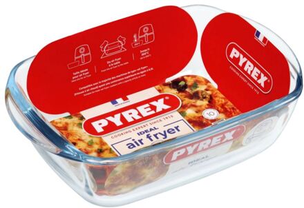 Pyrex Airfryer rechthoekige schaal 1,2L transparant
