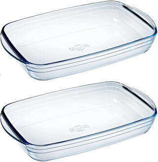 Pyrex Cosy & Trendy rechthoekige glazen ovenschaal - Set van 2x stuks - 2 liter - 32 x 20 x 5 cm - Ovensch