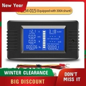 PZEM-015 0-200V 0-300Amp Auto Batterijontladingsmeter Capaciteit Tester Power Energy Impedantie Weerstand Voltmeter 300A Shunt