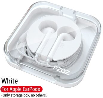 PZOZ Oortelefoon Cases Voor Apple EarPods vast Oortelefoon Hoofdtelefoon Accessoires Opslag Draagtas Hard Bag Box Case Voor EarPod wit