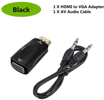 Pzzpss Man-vrouw Hdmi Naar Vga Adapter Hd 1080P Audio Kabel Converter Met 3.5 Jack Voor Pc Laptop computer Display Projector zwart