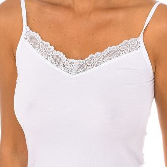 Q-EN705 Dames-T-shirt met kant Wit