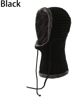 Q Hals Cap Warm Houden Gebreide Hoed Wollen Garen Breien Koude Proof Multicolor Winter Hoeden Duurzaam 1Pcs zwart