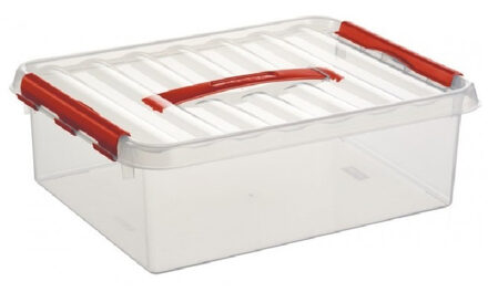 Q-line opbergbox 10L transparant rood - 40 x 30 x 11 cm