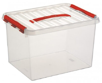 Q-line opbergbox 22L transparant rood - 40 x 30 x 26 cm