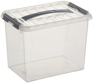 Q-line opbergbox 9L - Set van 6 - Transparant/grijs