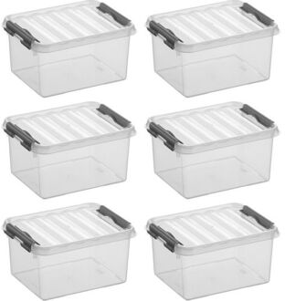 Q-line Opbergbox Transparant/Grijs 2 liter - Set van 6 stuks