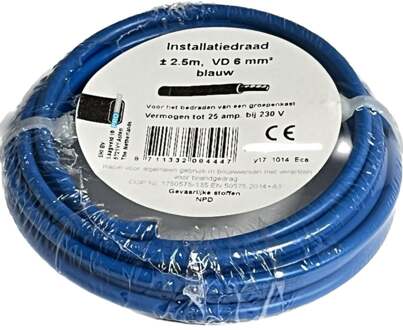 Q-Link Installatiedraad - VD - 6.0 mm² - 2.5 m - blauw