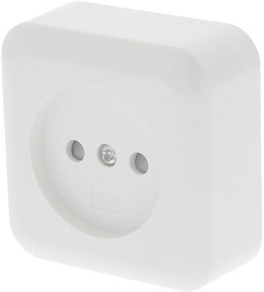Q-Link Wandcontactdoos - Opbouw - 1-voudig Stopcontact - Kinderbeveiliging - Polarwit