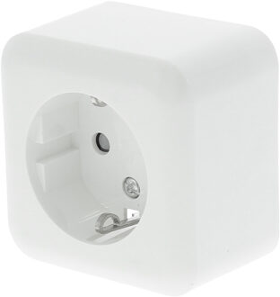 Q-Link Wandcontactdoos - Opbouw - 1-voudig Stopcontact - Randaarde - Kinderbeveiliging - Polarwit