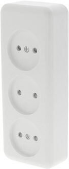 Q-Link Wandcontactdoos - Opbouw - 3-voudig Stopcontact - Kinderbeveiliging - Polarwit