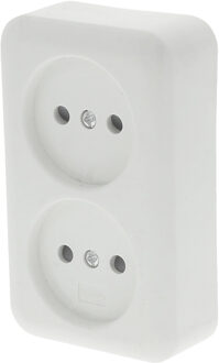 Q-Link Wandcontactdoos - Opbouw - Dubbel Stopcontact - Kinderbeveiliging - Polarwit