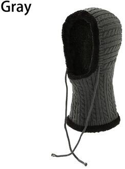 Q Vrouwen Gebreide Muts Sjaal Caps Halswarmer Winter Hoeden Voor Mannen Vrouwen Skullies Mutsen Warm Fleece Cap Multicolor koude Proof Grijs