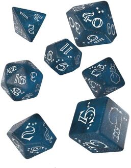 Q Workshop Llama polydice set, glittering dark blue w/white