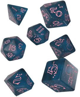 Q Workshop Sparkling Llama Dice Set Glittering dark Blue & Pink (7)