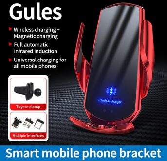 Q3 Metalen Auto Telefoon Lading Houder Beugel Zwaartekracht Sensor Voertuig Auto Navigatie Mobiele Telefoon Auto Bracket Air Outlet Purpose rood