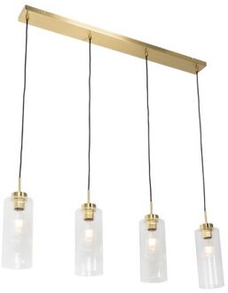 QAZQA Art Deco Hanglamp Goud Met Glas 4-lichts - Laura