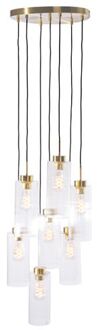 QAZQA Art Deco Hanglamp Goud Met Glas 7-lichts - Laura