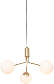 QAZQA Art Deco hanglamp goud met opaal glas 3-lichts - Coby