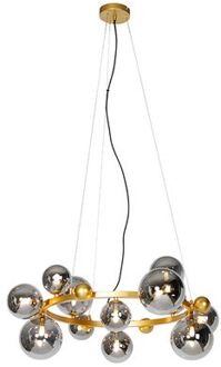 QAZQA Art Deco Hanglamp Goud Met Smoke Glas 12-lichts - David