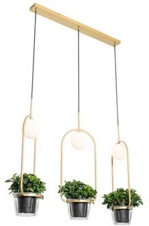 QAZQA Art Deco Hanglamp Goud Met Wit Glas 3-lichts - Isabella