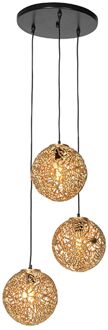 QAZQA Art deco hanglamp goud rond 3-lichts - Maro