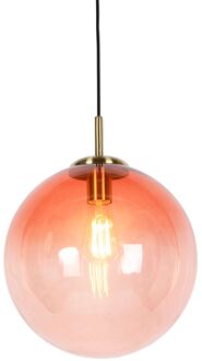 QAZQA Art deco hanglamp messing met roze glas 33 cm - Pallon