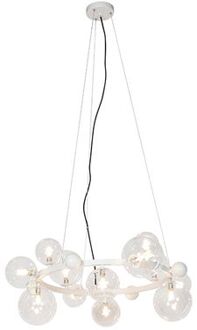QAZQA Art Deco Hanglamp Wit Met Helder Glas 12-lichts - David