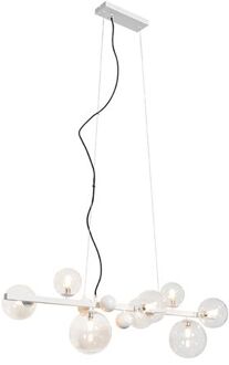 QAZQA Art Deco Hanglamp Wit Met Helder Glas 8-lichts - David