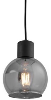 QAZQA Art Deco Hanglamp Zwart Met Smoke Glas - Vidro
