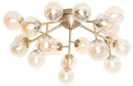 QAZQA Art Deco Plafondlamp Brons Met Amber Glas 20-lichts - Bianca