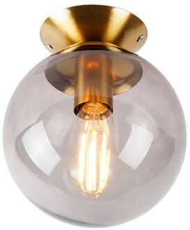 QAZQA Art deco plafondlamp messing met smoke glas - Pallon Goud