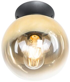 QAZQA Art deco plafondlamp zwart met goud glas - pallon