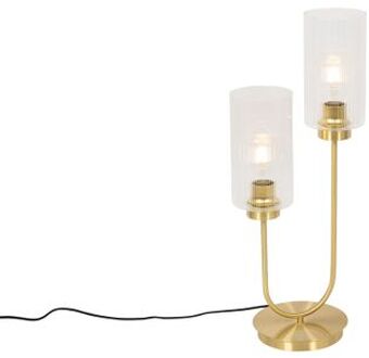 QAZQA Art Deco Tafellamp Goud Met Glas 2-lichts - Laura