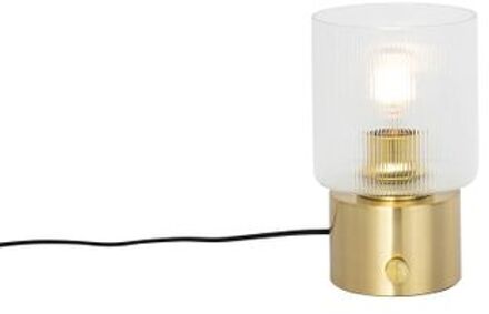 QAZQA Art Deco Tafellamp Goud Met Glas - Laura