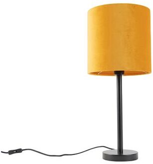 QAZQA Art Deco tafellamp zwart met gele kap 25 cm - Simplo Geel