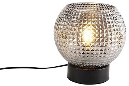 QAZQA Art Deco Tafellamp Zwart Met Smoke Glas - Sphere