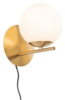 QAZQA Art Deco wandlamp goud en opaal glas - Flore