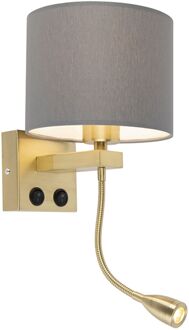 QAZQA Art deco wandlamp goud met grijze kap - Brescia Grijs