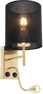 QAZQA Art Deco wandlamp goud met katoenen zwarte kap - Stacca