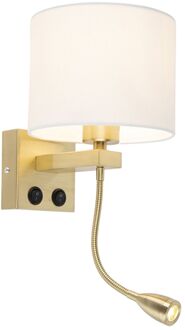 QAZQA Art deco wandlamp goud met witte kap - Brescia