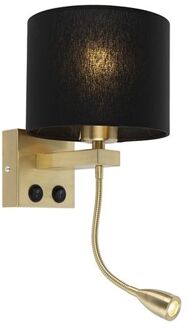 QAZQA Art deco wandlamp goud met zwarte kap - Brescia