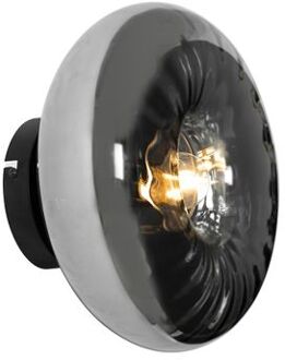 QAZQA Art Deco wandlamp zwart met smoke glas - Ayesha