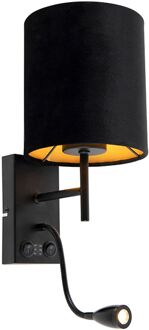 QAZQA Art Deco wandlamp zwart met velours kap - Stacca