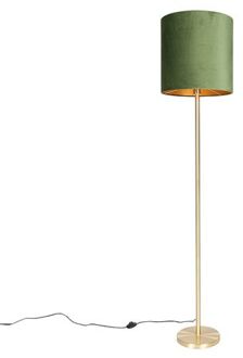 QAZQA Botanische vloerlamp messing met groene kap 40 cm - Simplo