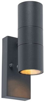 QAZQA Buiten wandlamp donkergrijs 2-lichts met schemersensor - Duo