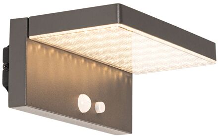 QAZQA Buiten wandlamp donkergrijs incl. LED en dimlicht op solar