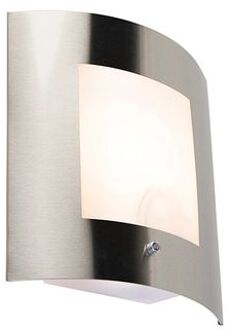 QAZQA Buiten wandlamp staal IP44 schemersensor - Emmerald Zilver